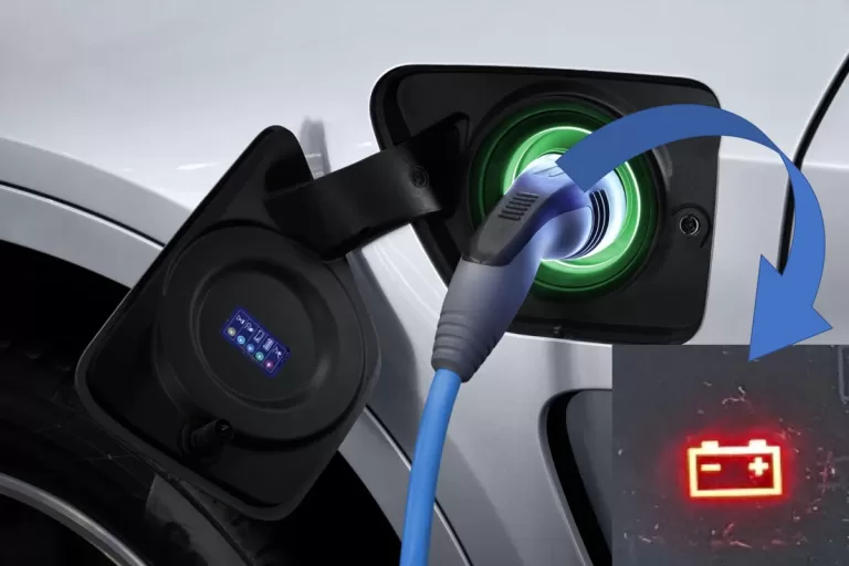 electric car uses mains AC to charge the 12v aux battery